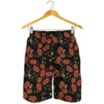 Embroidery Poppy Pattern Print Men's Shorts