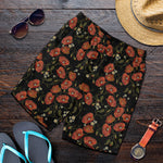 Embroidery Poppy Pattern Print Men's Shorts