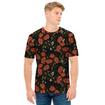 Embroidery Poppy Pattern Print Men's T-Shirt