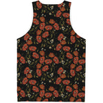 Embroidery Poppy Pattern Print Men's Tank Top