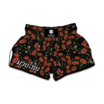 Embroidery Poppy Pattern Print Muay Thai Boxing Shorts