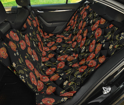 Embroidery Poppy Pattern Print Pet Car Back Seat Cover