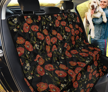 Embroidery Poppy Pattern Print Pet Car Back Seat Cover