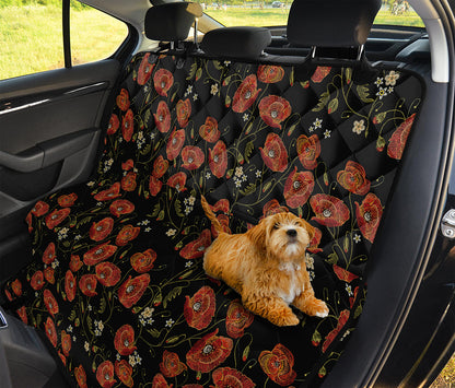Embroidery Poppy Pattern Print Pet Car Back Seat Cover
