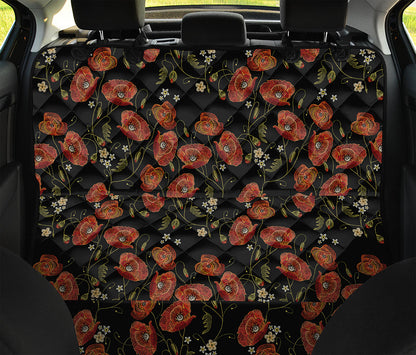 Embroidery Poppy Pattern Print Pet Car Back Seat Cover