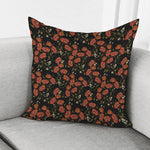 Embroidery Poppy Pattern Print Pillow Cover