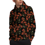 Embroidery Poppy Pattern Print Pullover Hoodie