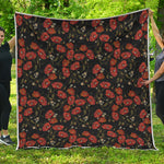 Embroidery Poppy Pattern Print Quilt