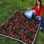 Embroidery Poppy Pattern Print Quilt