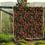 Embroidery Poppy Pattern Print Quilt