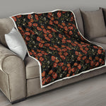 Embroidery Poppy Pattern Print Quilt