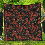 Embroidery Poppy Pattern Print Quilt
