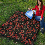 Embroidery Poppy Pattern Print Quilt