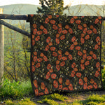 Embroidery Poppy Pattern Print Quilt