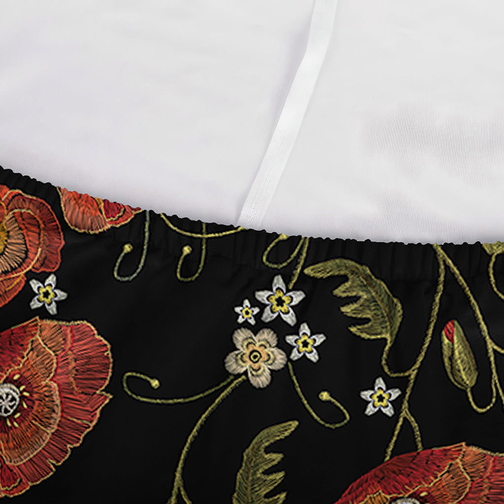Embroidery Poppy Pattern Print Sofa Cover