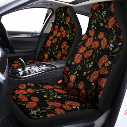 Embroidery Poppy Pattern Print Universal Fit Car Seat Covers