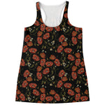 Embroidery Poppy Pattern Print Women's Racerback Tank Top