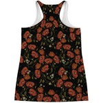 Embroidery Poppy Pattern Print Women's Racerback Tank Top