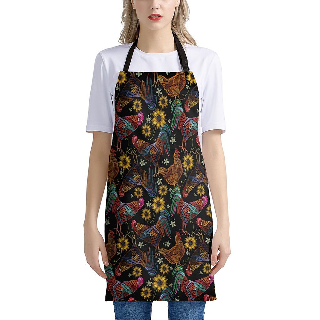 Embroidery Rooster Pattern Print Apron