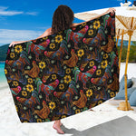 Embroidery Rooster Pattern Print Beach Sarong Wrap