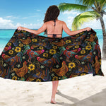 Embroidery Rooster Pattern Print Beach Sarong Wrap