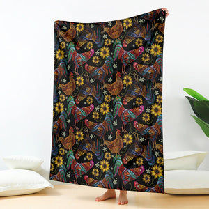 Embroidery Rooster Pattern Print Blanket