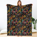 Embroidery Rooster Pattern Print Blanket