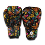 Embroidery Rooster Pattern Print Boxing Gloves