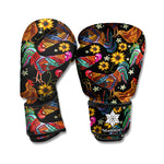 Embroidery Rooster Pattern Print Boxing Gloves