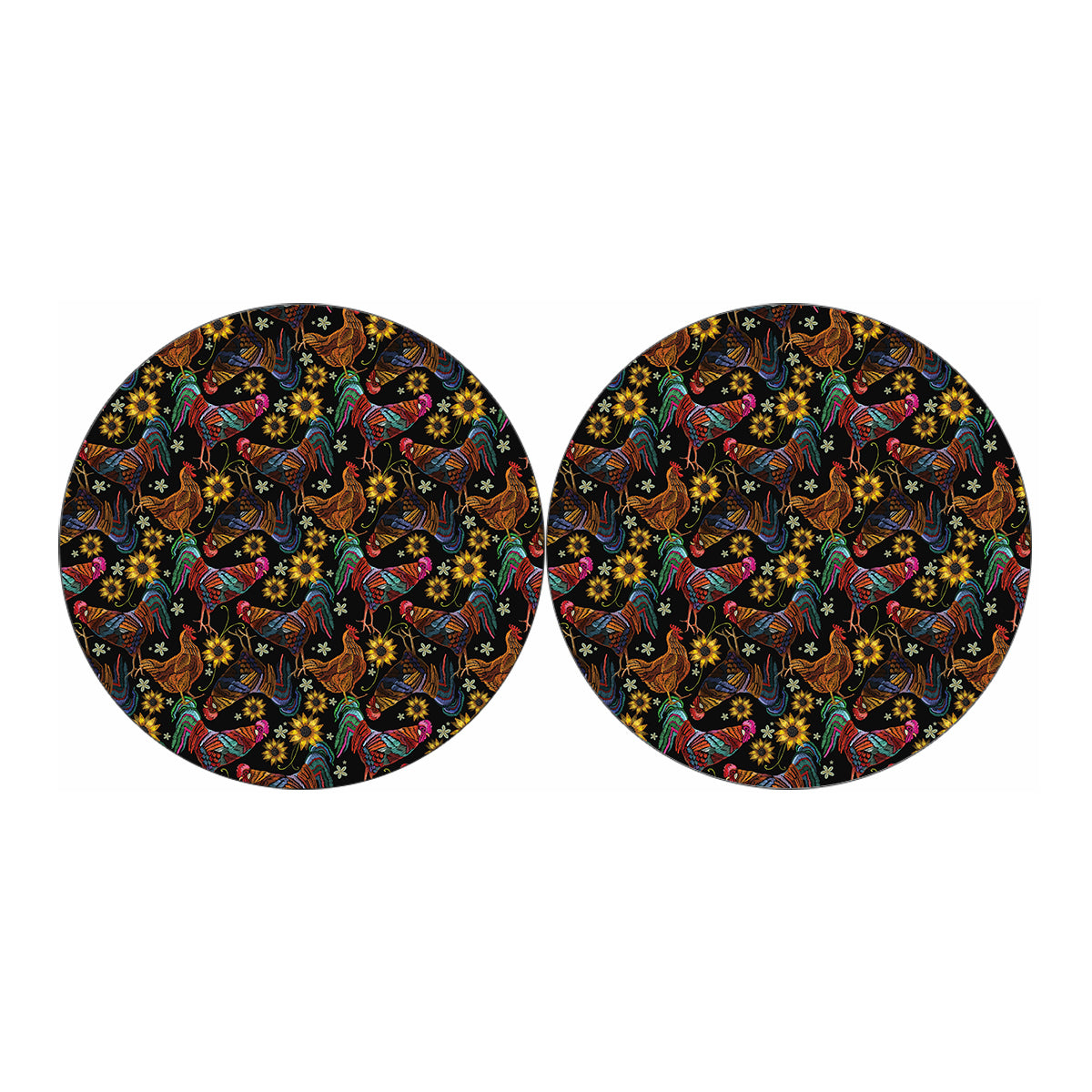Embroidery Rooster Pattern Print Car Coasters