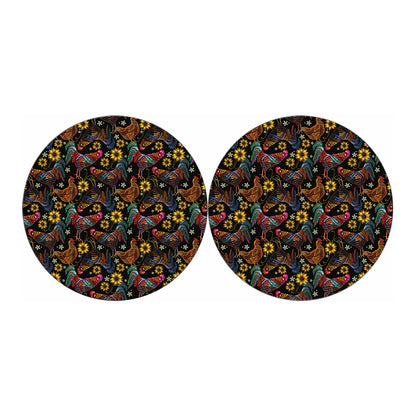 Embroidery Rooster Pattern Print Car Coasters