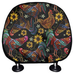Embroidery Rooster Pattern Print Car Headrest Covers