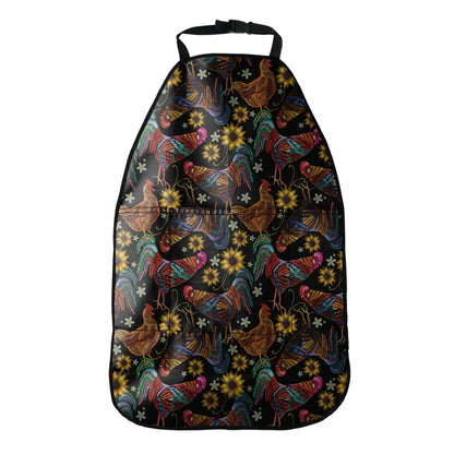 Embroidery Rooster Pattern Print Car Seat Organizers
