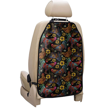 Embroidery Rooster Pattern Print Car Seat Organizers