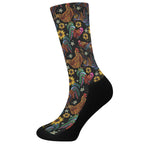 Embroidery Rooster Pattern Print Crew Socks