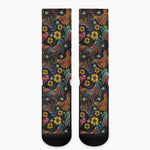Embroidery Rooster Pattern Print Crew Socks