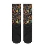 Embroidery Rooster Pattern Print Crew Socks