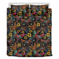 Embroidery Rooster Pattern Print Duvet Cover Bedding Set