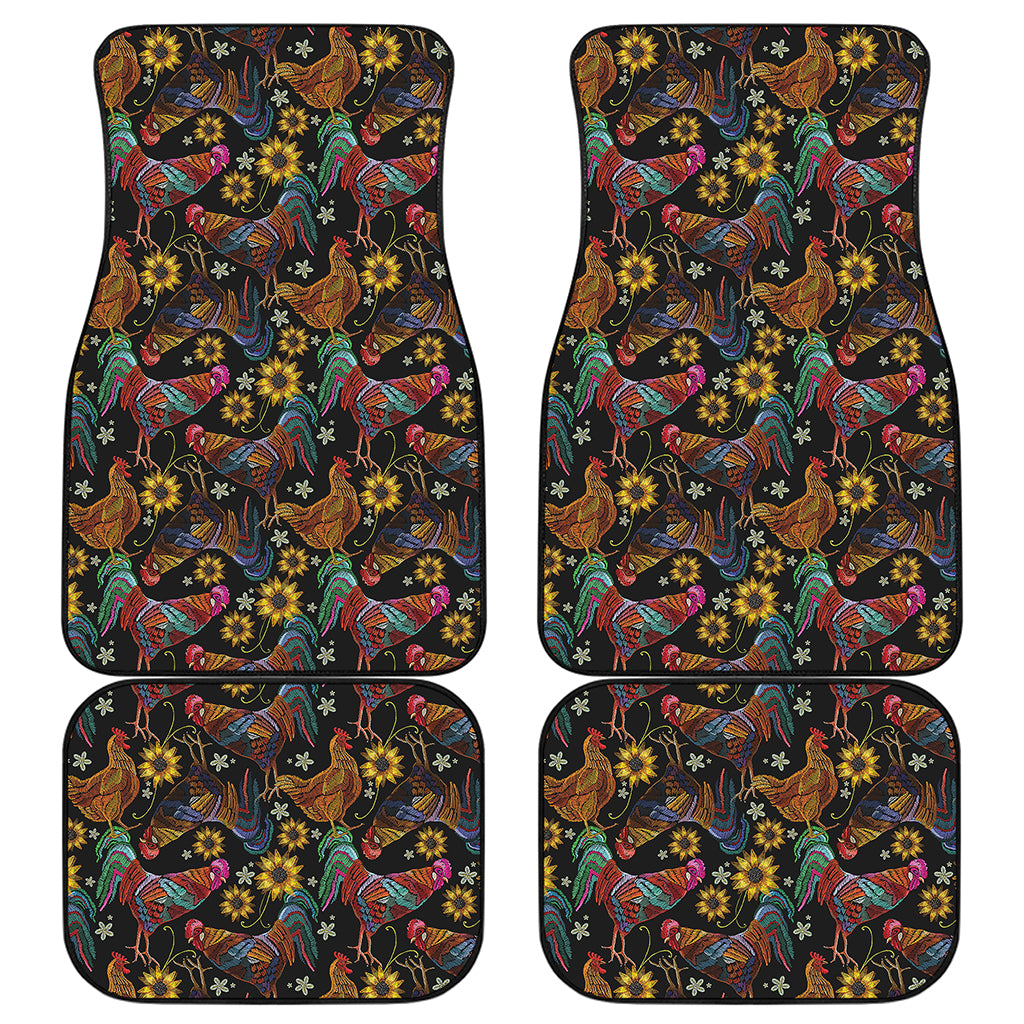 Embroidery Rooster Pattern Print Front and Back Car Floor Mats