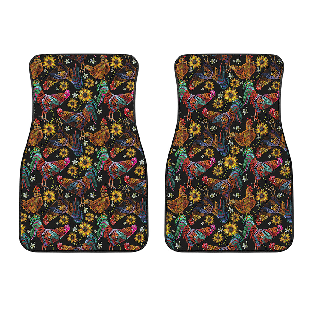 Embroidery Rooster Pattern Print Front Car Floor Mats