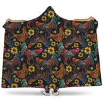 Embroidery Rooster Pattern Print Hooded Blanket