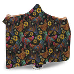 Embroidery Rooster Pattern Print Hooded Blanket