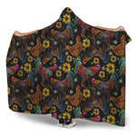 Embroidery Rooster Pattern Print Hooded Blanket