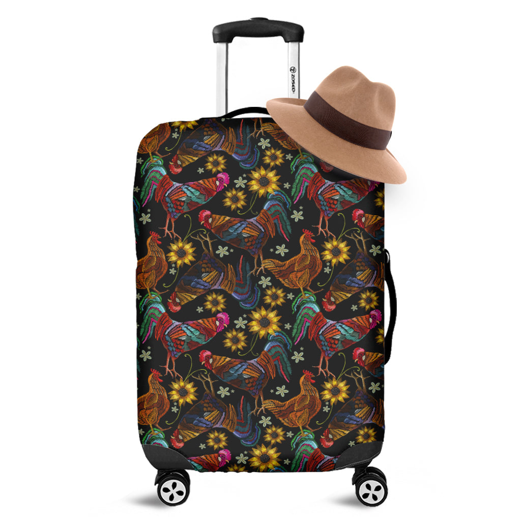 Embroidery Rooster Pattern Print Luggage Cover