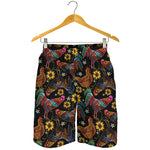 Embroidery Rooster Pattern Print Men's Shorts