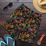 Embroidery Rooster Pattern Print Men's Shorts