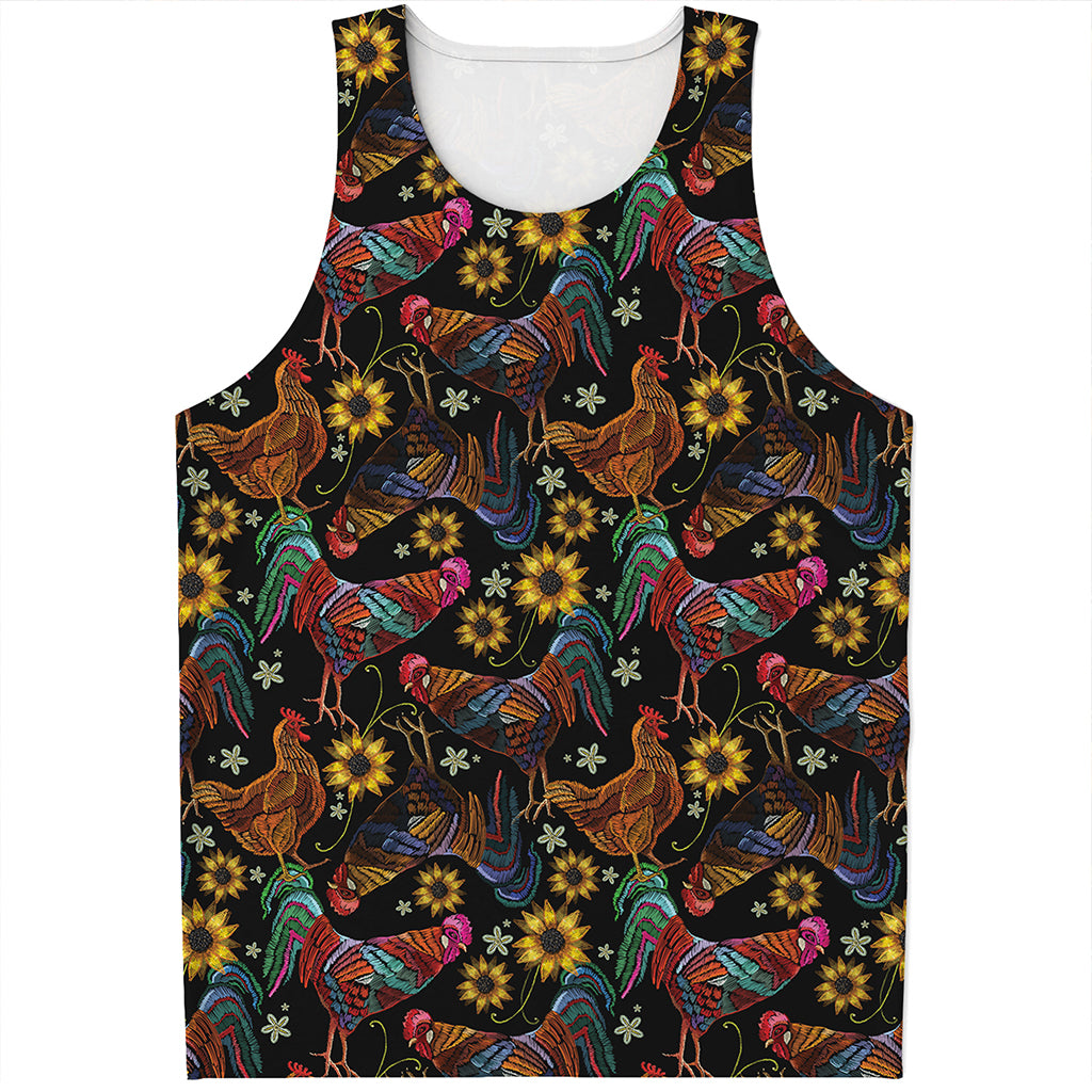 Embroidery Rooster Pattern Print Men's Tank Top