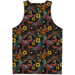 Embroidery Rooster Pattern Print Men's Tank Top