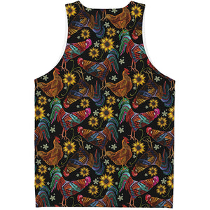 Embroidery Rooster Pattern Print Men's Tank Top