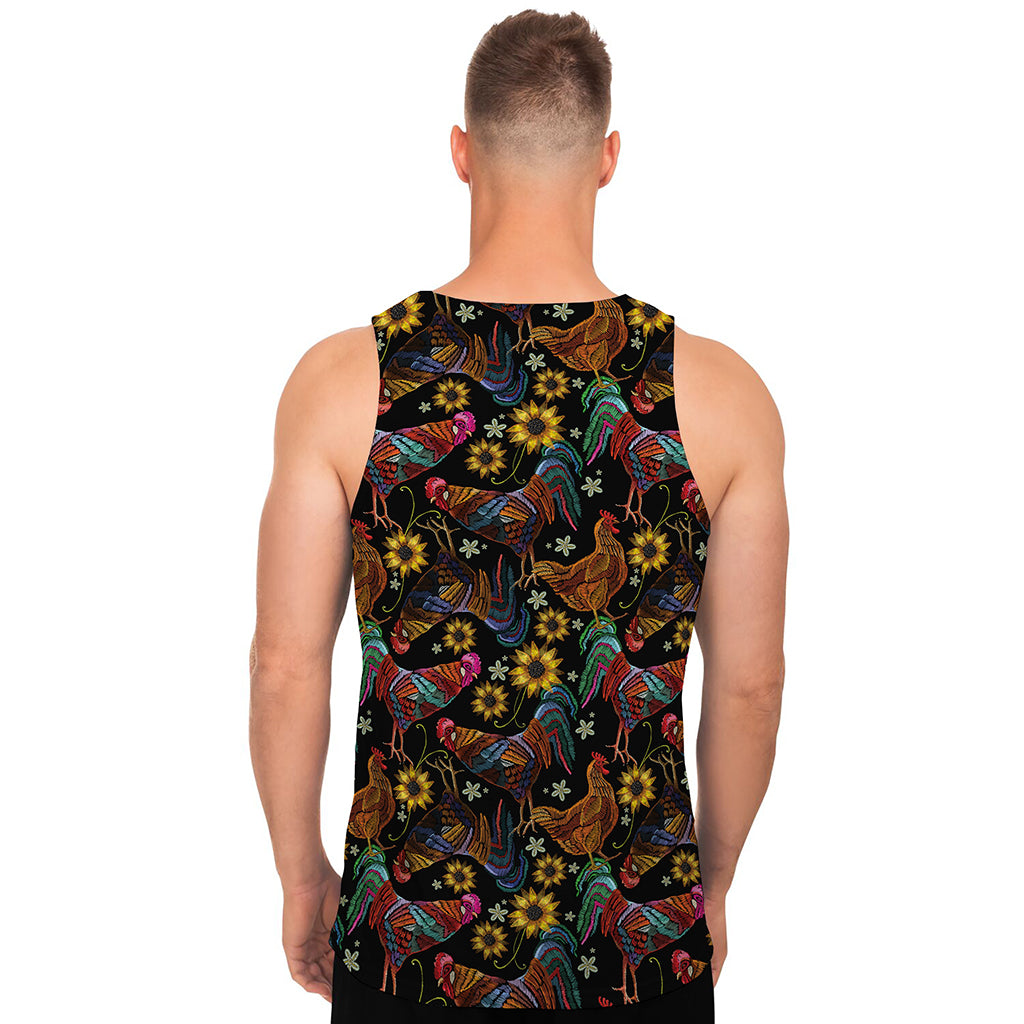 Embroidery Rooster Pattern Print Men's Tank Top